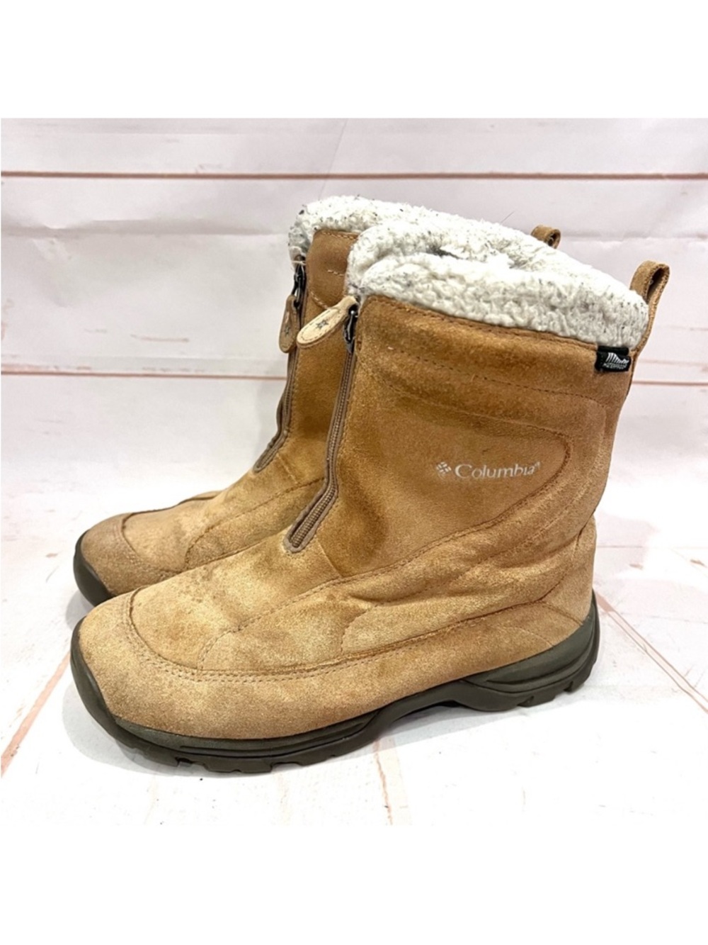 Columbia Vallara Insulated Zip Faux Fur Waterproof Suede Winter Snow Boots